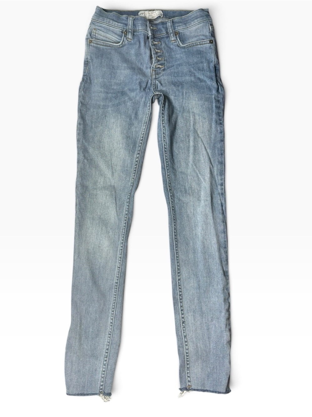 Free People Light Wash Button-Fly Skinny Jeans (Size 25) - Picture 2 of 4